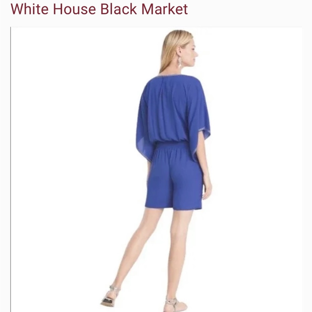 White House Black Market Blue Romper with pockets in Excellent Condition - Picture 2 of 11